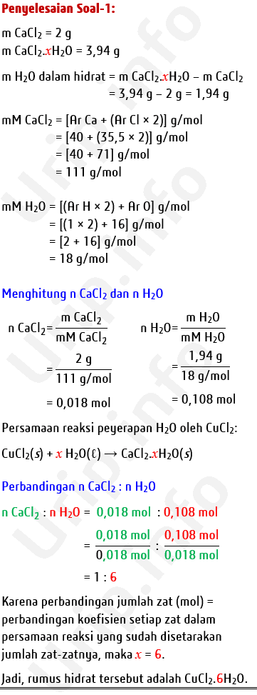 Soal Stoikiometri Reaksi Menentukan Rumus Kimia Hidrat Urip Dot Info