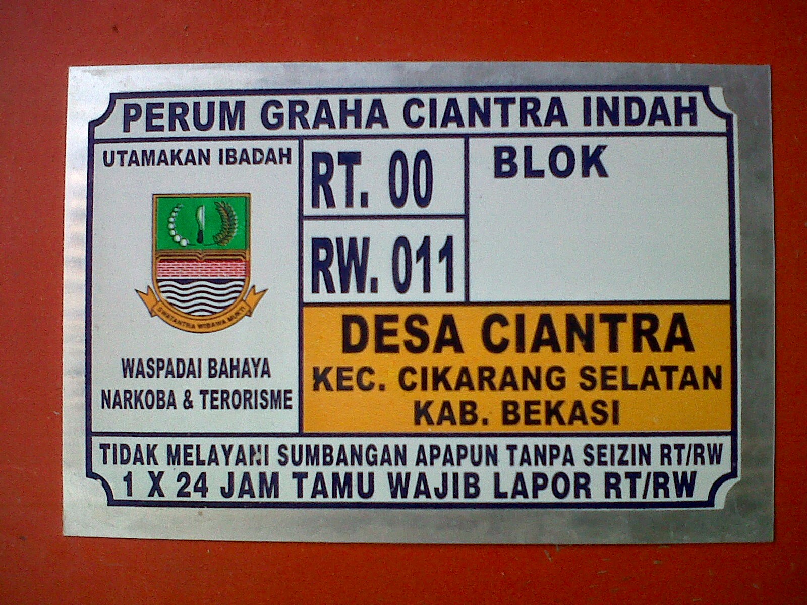 DESA CIANTRA TERTIB LINGKUNGAN