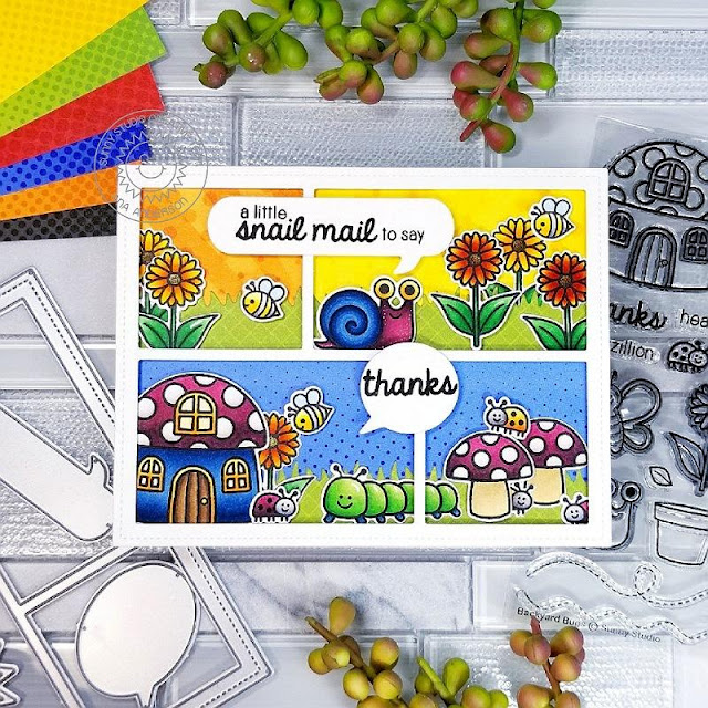 Sunny Studio Stamps: Comic Strip Speech Bubbles Backyard Bugs Thank You Card by Ana Anderson Sunny Studio Stamps: Comic Strip Speech Bubbles Backyard Bugs Thank You Card by Ana Anderson