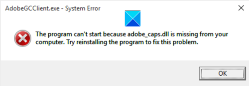 Error de EXE del cliente Adobe GCE