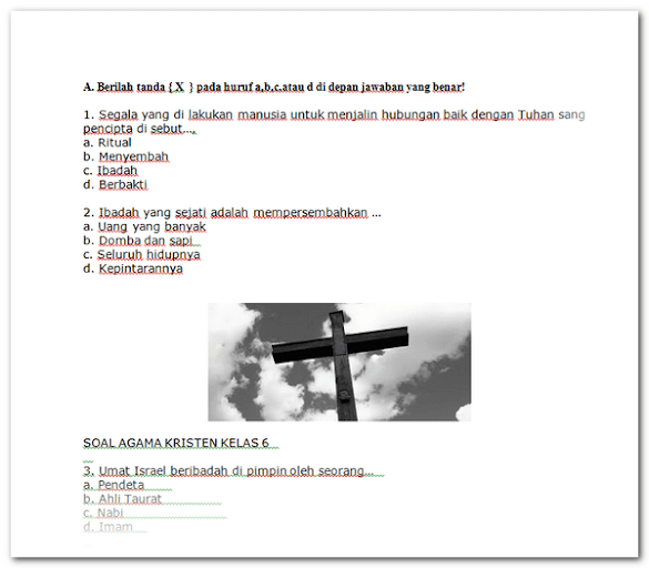 Soal Ulangan Agama Kristen Kelas 6 Sd Semester 1