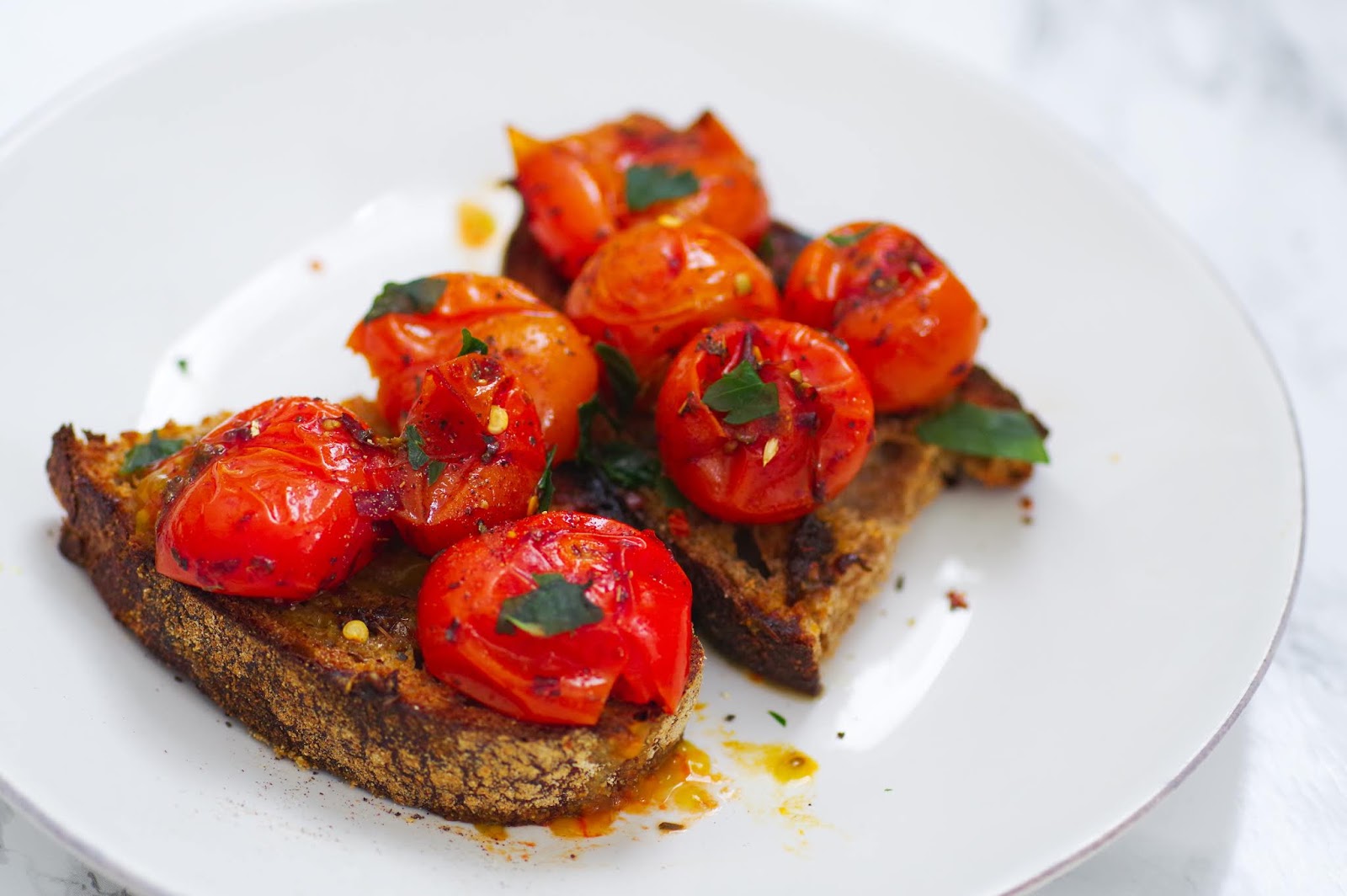 Pan Roasted Tomatoes on Toast Euphoric Vegan