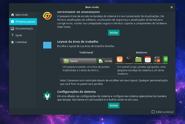 Configuração do Linux Mint 19.1 . welcome-linux-mint