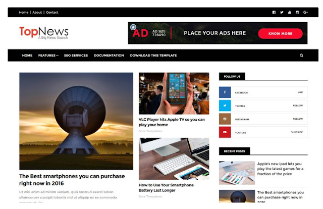 قالب Blogger المستجيب للأخبار الأعلى