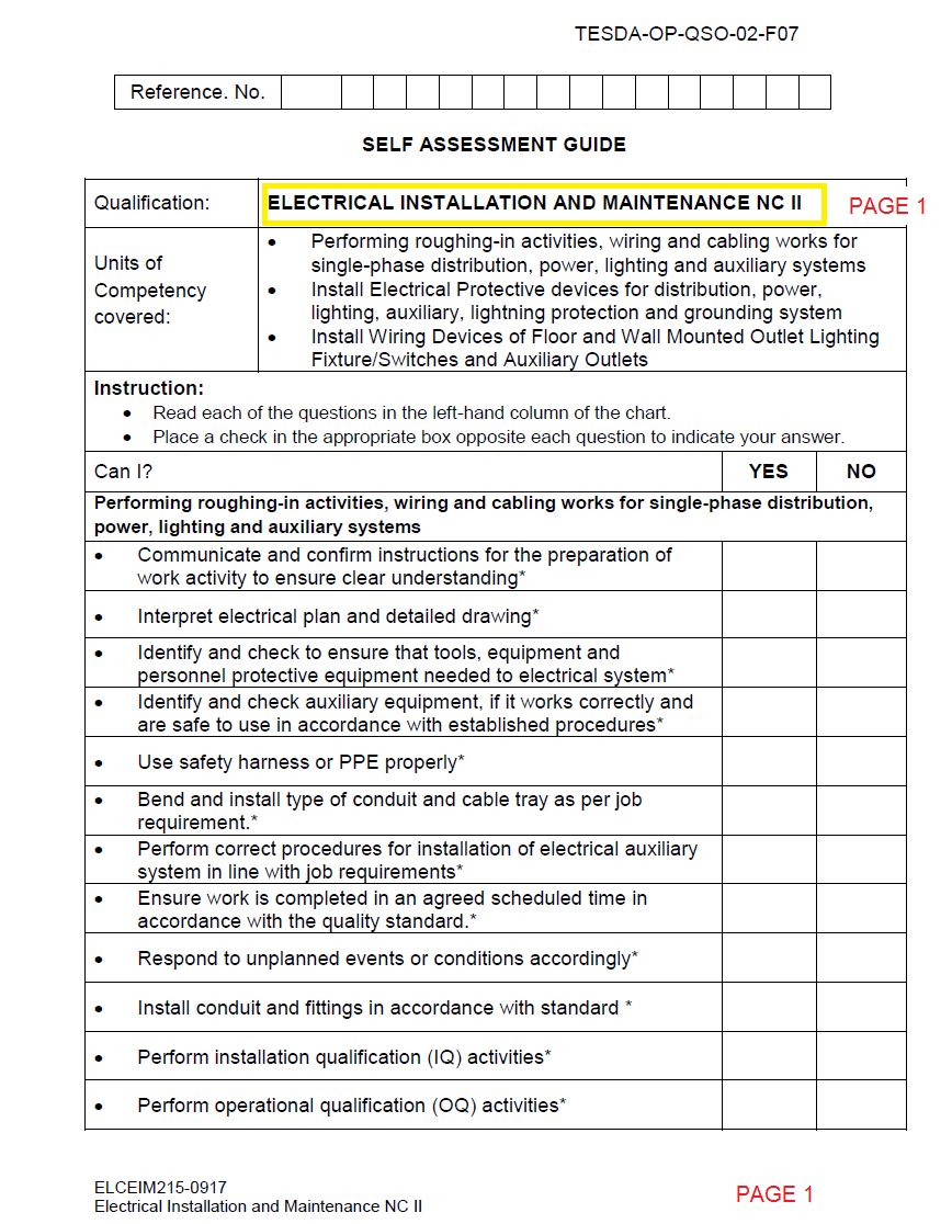 . ELECTRICAL INSTALLATION & MAINTENANCE