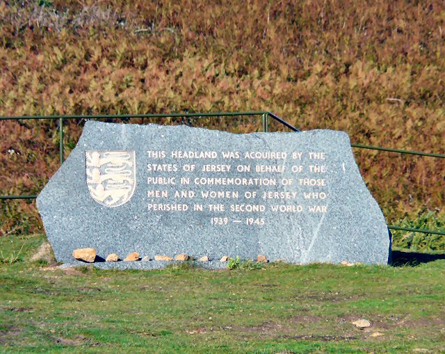 Jersey Photos Commemorative stone at Noirmont Point