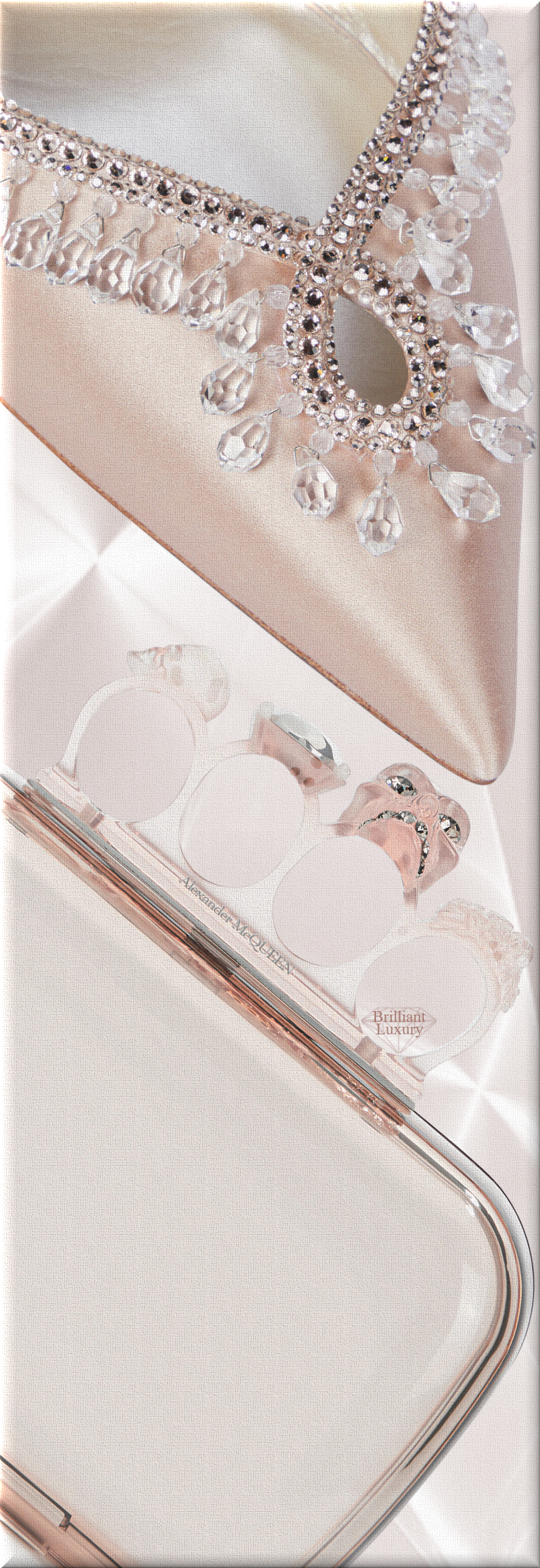 ♦Rene Caovilla beige Chandelier embellished satin slingback pumps & Alexander McQueen Four Ring embellished PVC clutch bag #renecaovilla #shoes #bags #brilliantluxury ♦Rene Caovilla beige Chandelier embellished satin slingback pumps & Alexander McQueen Four Ring embellished PVC clutch bag #renecaovilla #shoes #bags #brilliantluxury