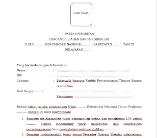 Pakta integritas ujian sekolah 2021