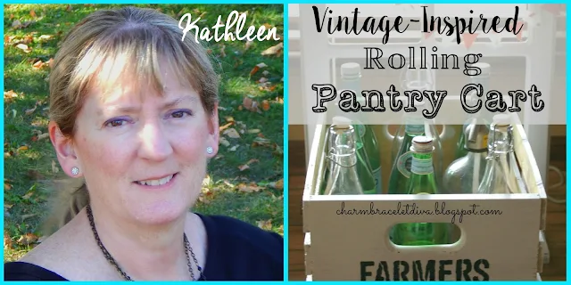 Vintage-inspired Rolling Pantry Cart via Vintage Charm Party#28 