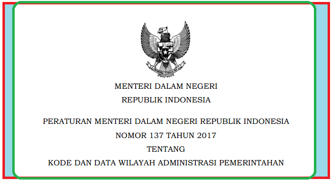 PERMENDAGRI NOMOR 137 TAHUN 2017 TENTANG KODE DAN DATA WILAYAH