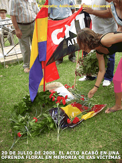 20 de julio de 2008. Ofrenda floral en el Cementerio de San Juan Bautista en Chiclana.