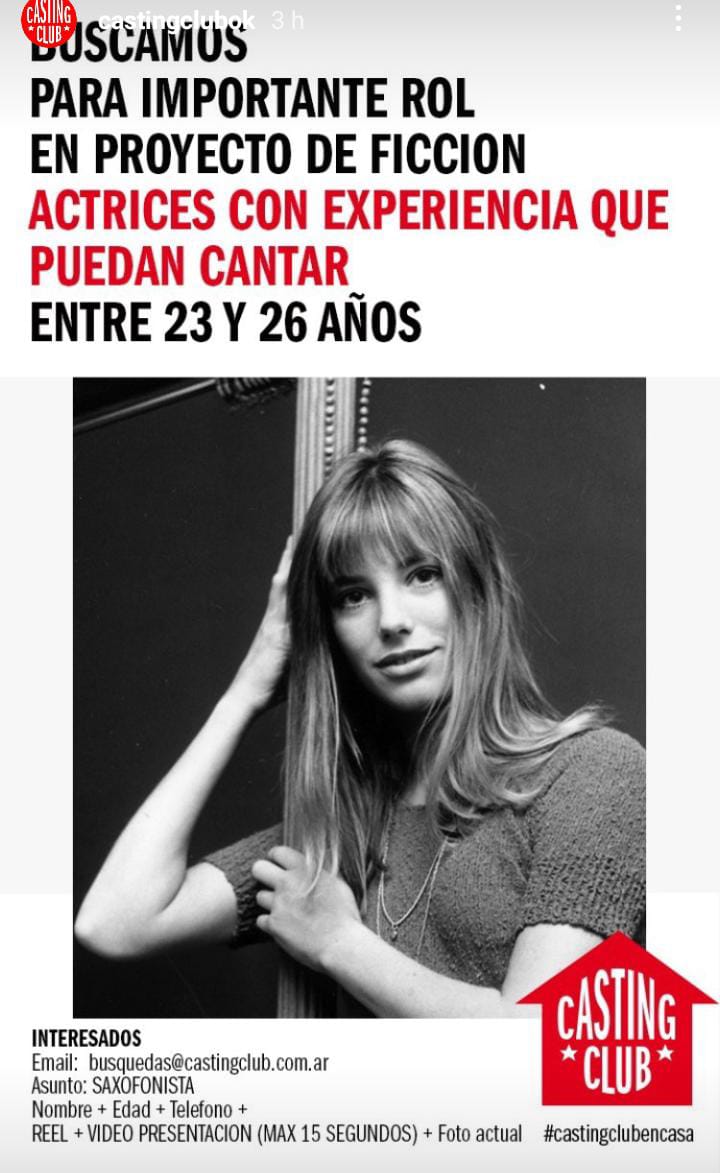 CASTING en BUENOS AIRES Se buscan ACTRICES que puedan CANTAR para FICCIÓN