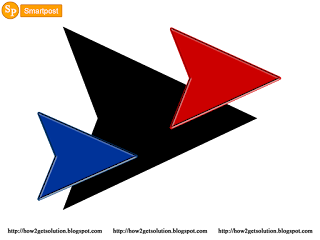 red, blue and black arrow triangle shape