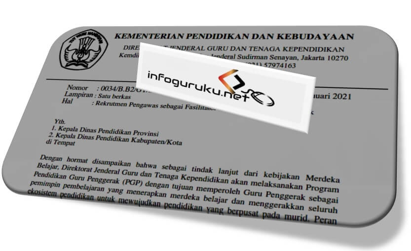 Rekrutmen Pengawas Sebagai Fasilitator Pendidikan Guru Penggerak Tahun 2021 Infoguruku