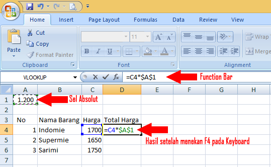 Mengenal Fungsi F4 Untuk Penggunaan Rumus Pada Excel | Trik Mudah Office