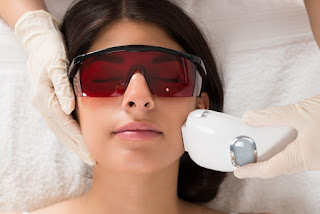 A lady with laser treatment