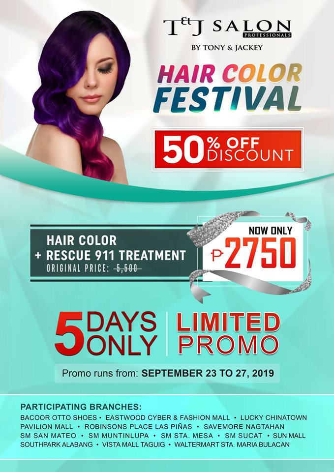 Manila Shopper T&J Salon Hair Color Festival Promo Sept 2019