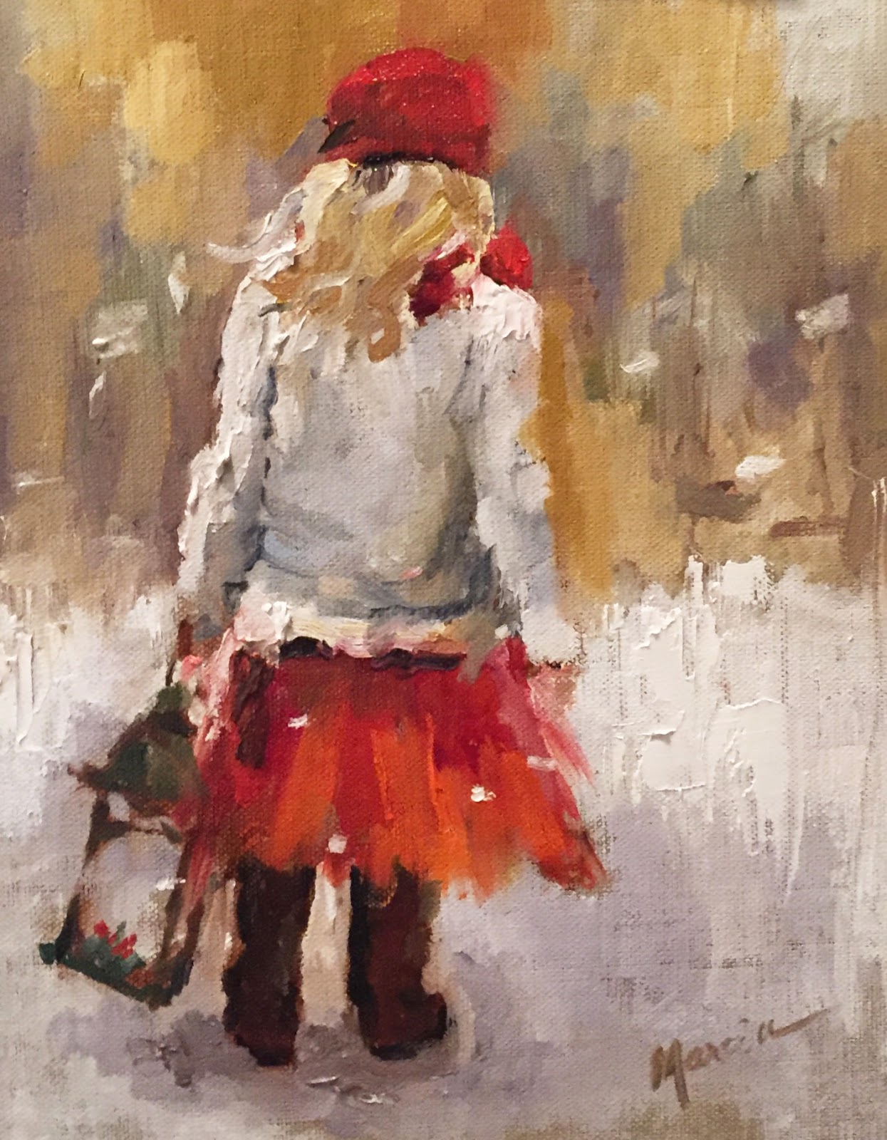 Painting by the Lake Christmas Angel  SOLD