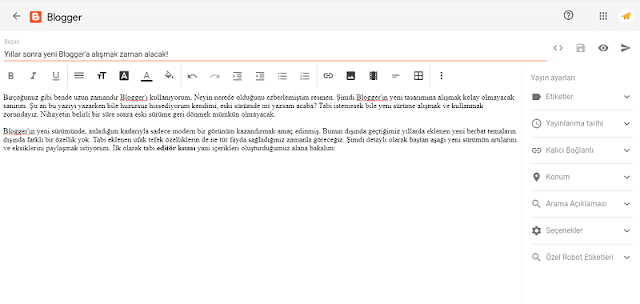 Blogger Yeni Sürüm