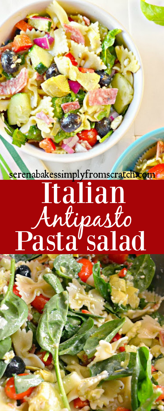 Italian Antipasto Pasta Salad With Basil Vinaigrette Serena Bakes