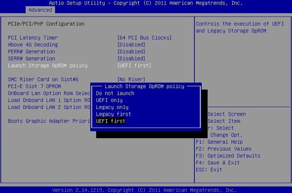 Elija UEFI o BIOS heredado al iniciar Windows Setup o Windows PE