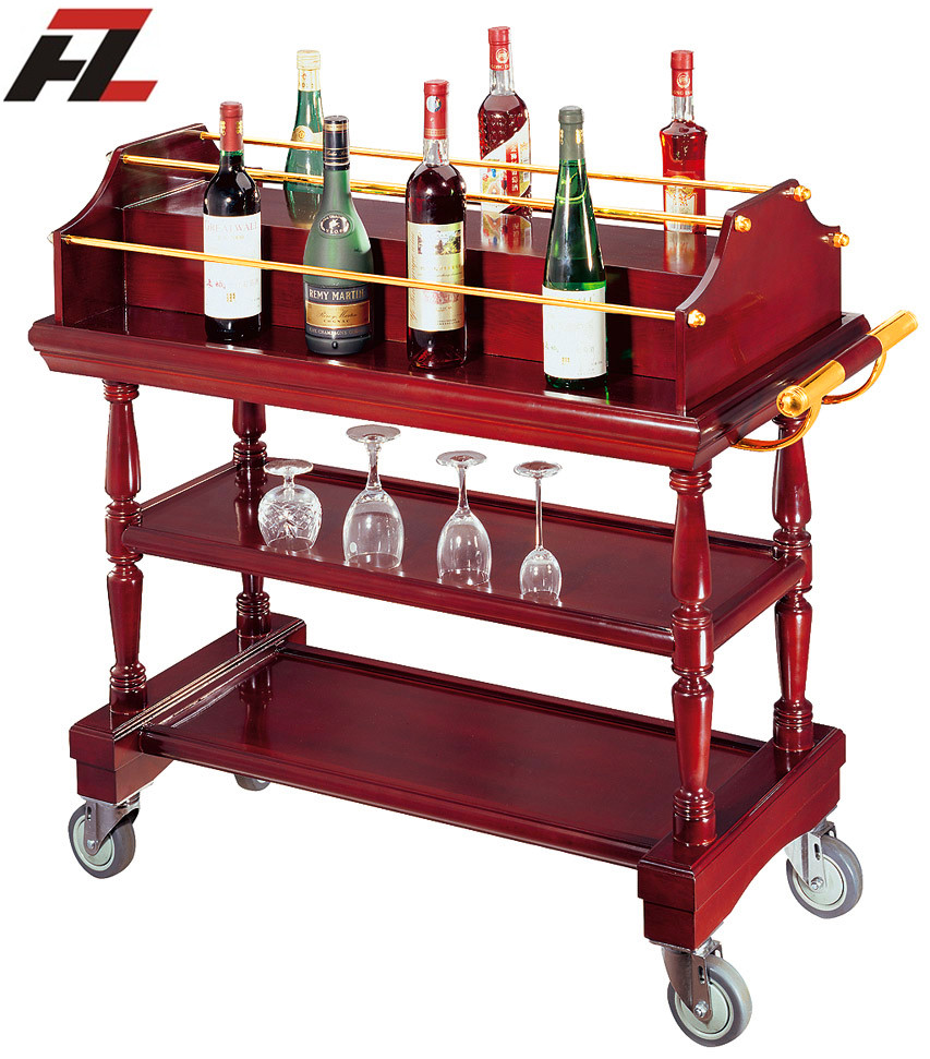 China hotel supplies manufacturer Luxurious Drink Trolley with SS Handle