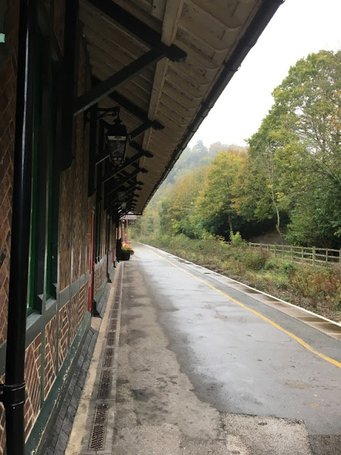 Wrapping Up England: the train platform at Matlock Bath, Derbyshire, England an empty train platform in the countryside