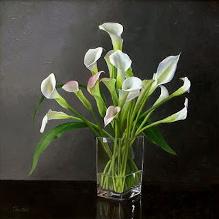 cuadros-decorativos-con-flores-blancas-y-jarras-vidrio pinturas-de-flores