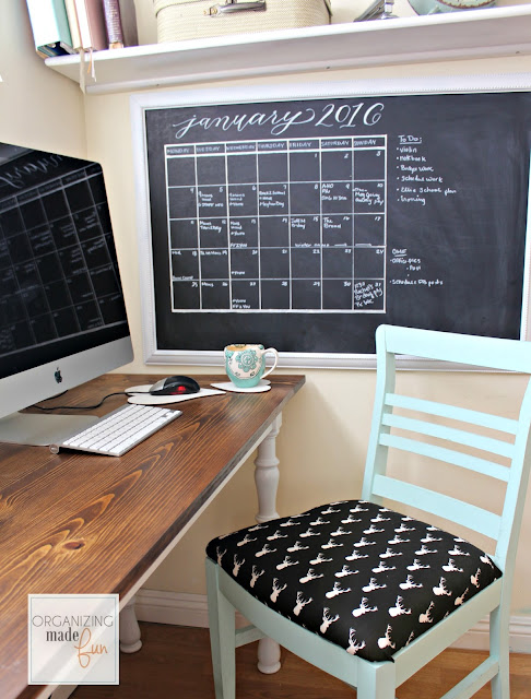 Adorable, Organized Home Office in a Small Rental Home :: OrganizingMadeFun.com