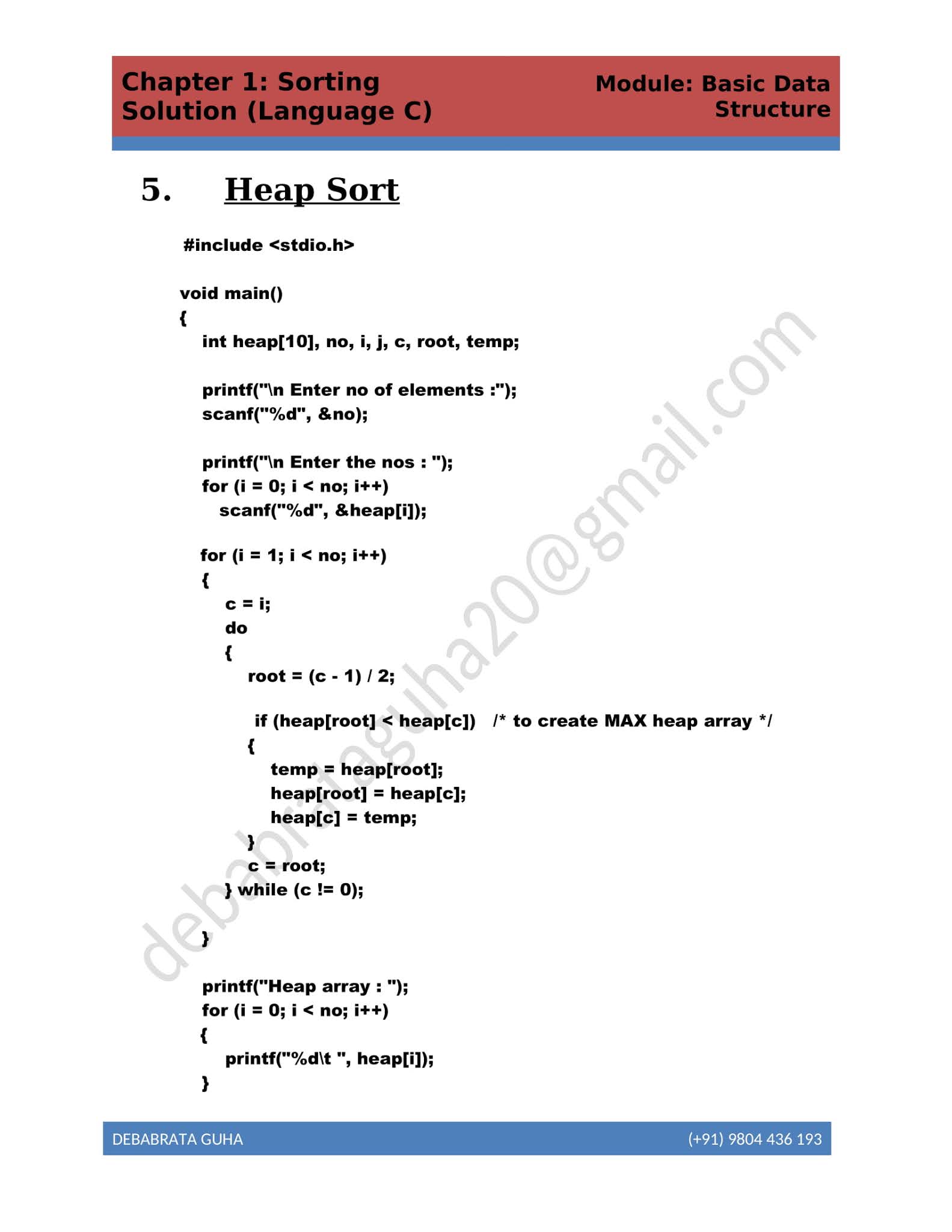 Data Structure solution in Language C (Chapter 1 ) : Sorting