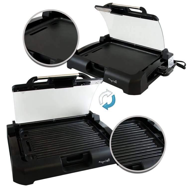 Review ﻿Mega Chef Reversible Indoor Grill and Griddle with Lid Electric