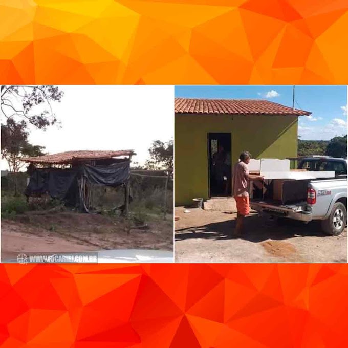  Casal que vivia em barracão ganha casa construída por voluntários Nova Olinda, interior do Ceará 