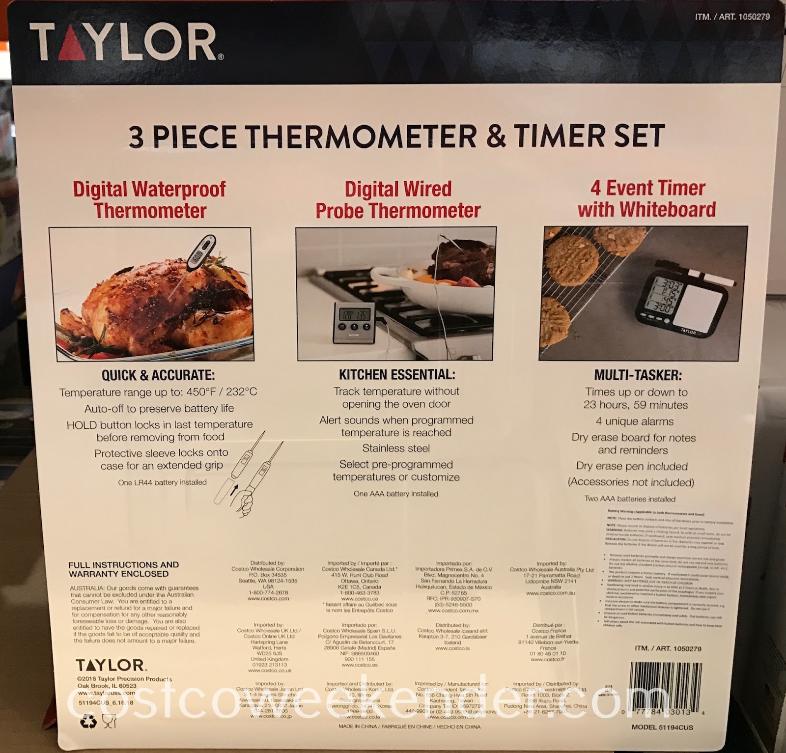 Taylor 3piece Thermometer & Timer Set Costco Weekender