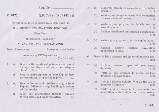 Bharathiar University M.Sc- Information Technology ADVANCED JAVA ...