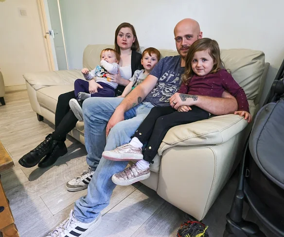 Mum Charlotte says she cries herself to sleep as she's so desperate for her young family - and their three pets - to leave their cramped flat in Greater Manchester