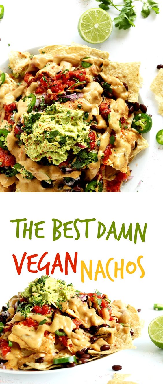 The heartiest, most delicious vegan nachos I’ve ever had. Salty, crunchy tortilla chips, fresh guacamole, black beans, and salsa all covered in a healthy layer of cashew-less vegan queso!