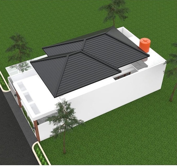 Desain Rumah Modern 8 x 15 Meter dengan 3 Kamar Tidur, Musola dan Ruang