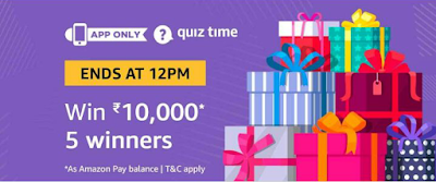 (All Answers) Amazon Quiz Time – Answer and Win Rs 10,000