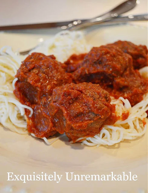 Crockpot meatballs and sauce on a plate