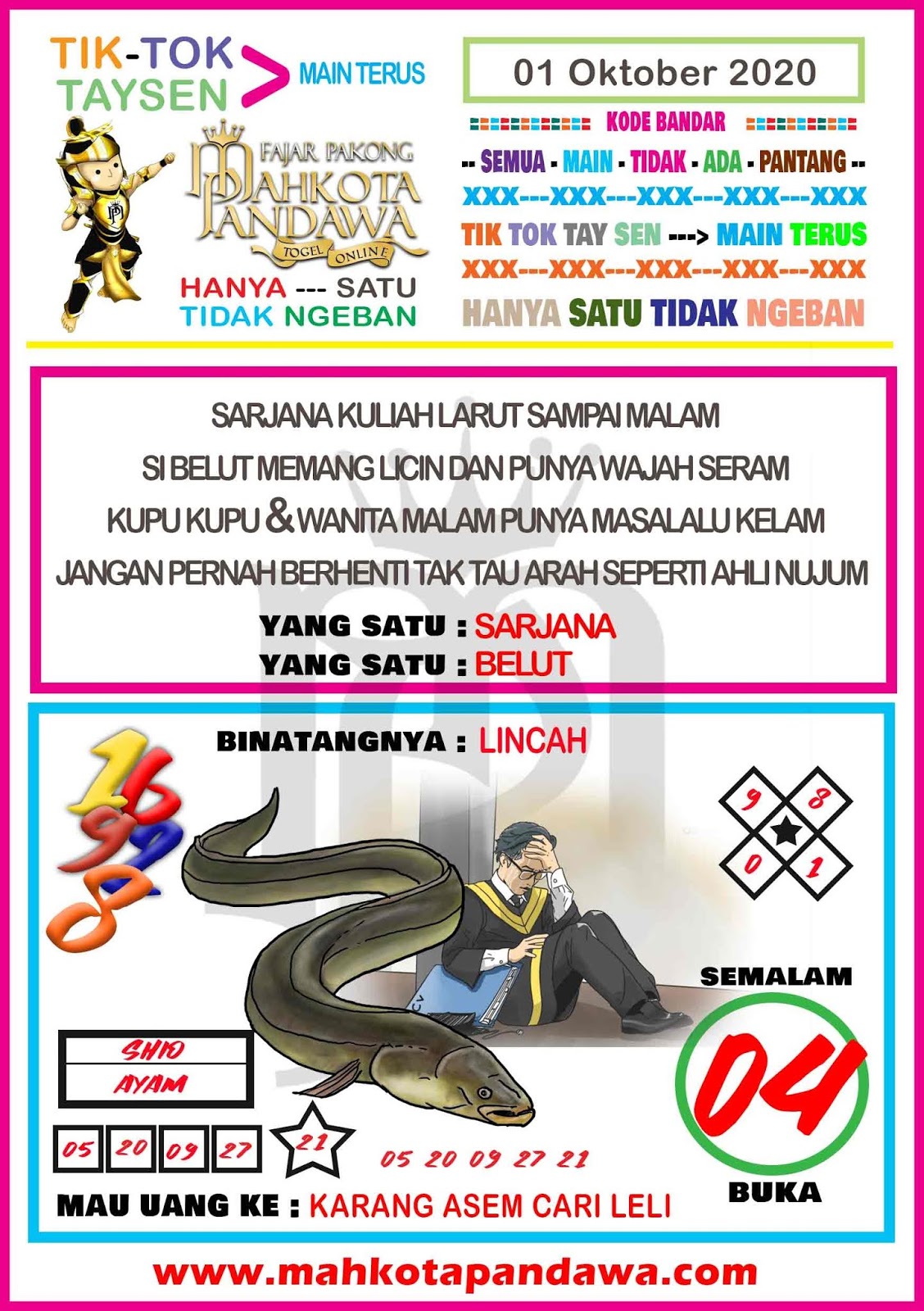 Syair Hongkong Malam Ini Kamis 01-10-2020 - Syair SGP Hari ...