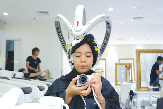 perming process at One Piece Hair Studio