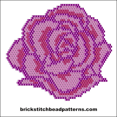 Free brick stitch seed bead necklace pendant pattern labeled color chart.