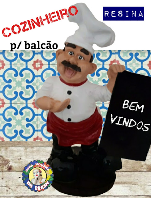 BONECO COZINHEIRO DE RESINA P/ BALCÃO