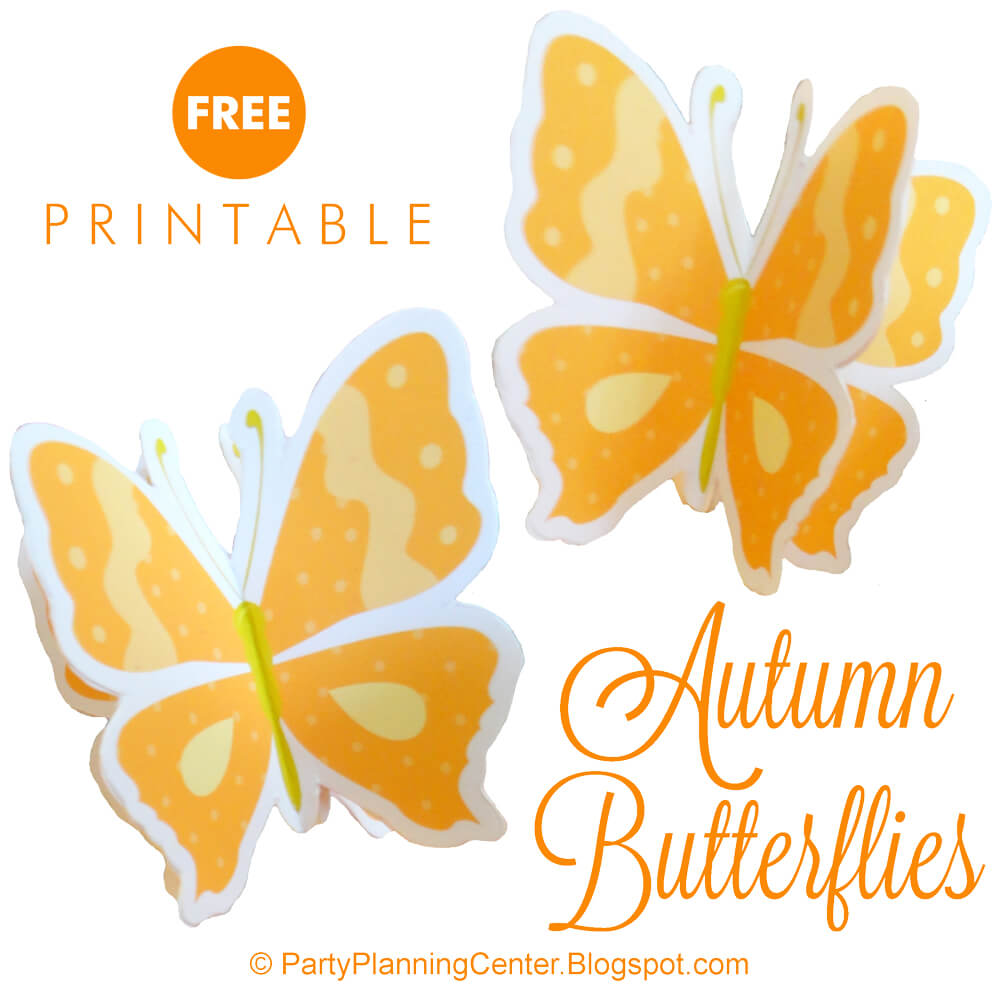 Fall Butterfly Pick Printable | Party Planning