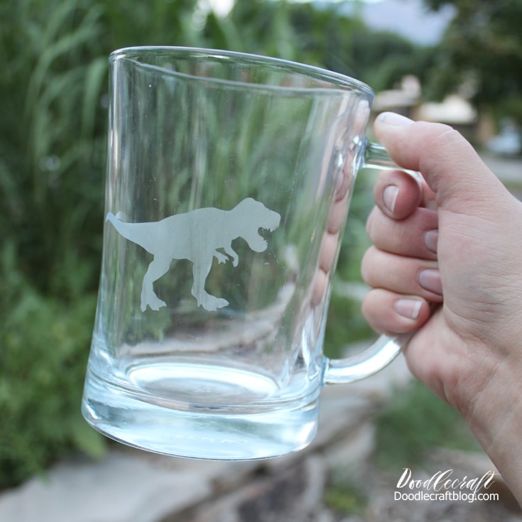 Glass etching on ikea mugs with different animals
