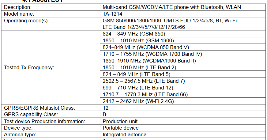 nokia ta 1214 with 3920mah battery passes fcc