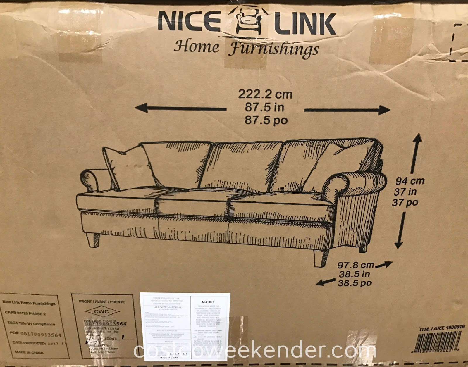 NiceLink Fabric Sofa & Chair Set Costco Weekender