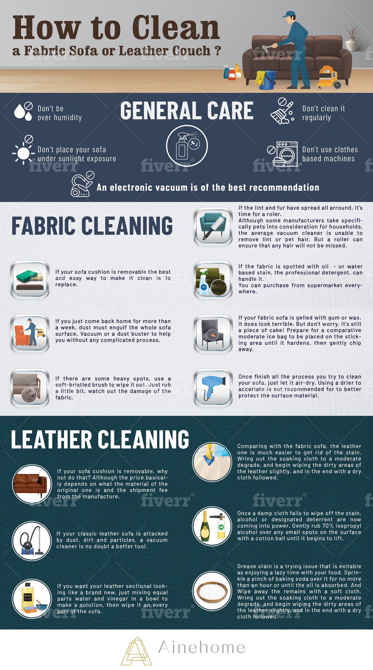 How to Clean a Fabric Sofa or Leather Couch? #infographic