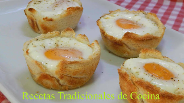 Receta fácil de cestas de pan de pan de molde con huevo