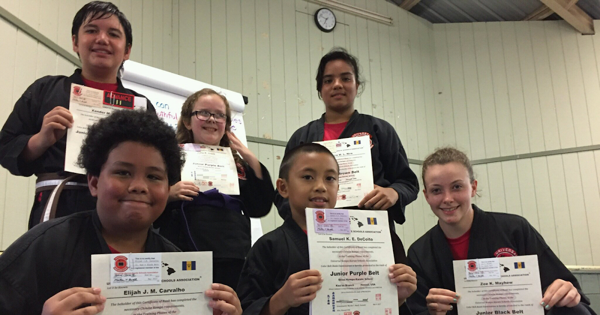 Universal Kempo Karate In Keaau May 2017 Testing and Promotions